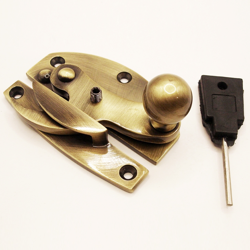 TWC008L/AB • Locking • Antique Brass • Forged Heavy Classic Claw Sash Fastener